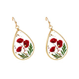 Drop-shaped Epoxy Leaf-shaped Flowers Earrings – Small Gift Ideas — 9