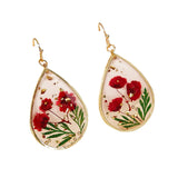 Drop-shaped Epoxy Leaf-shaped Flowers Earrings – Small Gift Ideas — 7