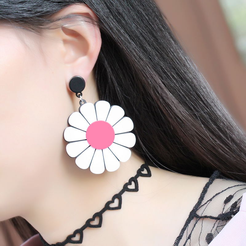 Sun Flower Daisy Flower Big Earrings Women – Gifts for Her — 1