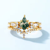 Female S925 Silver Inlaid Green Moss Stone Ring – Gifts for Her — 7