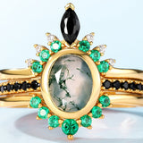 Female S925 Silver Inlaid Green Moss Stone Ring – Gifts for Her — 10