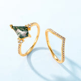 Female S925 Silver Inlaid Green Moss Stone Ring – Gifts for Her — 1