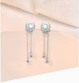 S925 Sterling Silver Long Elegant Bright Moon Star – Stylish Gifts — 14