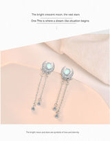 S925 Sterling Silver Long Elegant Bright Moon Star – Stylish Gifts — 10