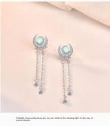 S925 Sterling Silver Long Elegant Bright Moon Star – Stylish Gifts — 8