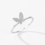 S925 Sterling Silver Butterfly Diamond-studded Ring – Small Gift Ideas — 7