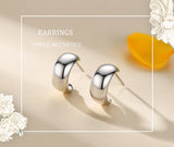 S925 Sterling Silver Glossy C- Shaped Stud Earrings – Gifts for Her — 10