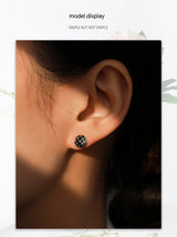 S925 Sterling Silver Round Black Dripping Stud – Stylish Gifts — 9