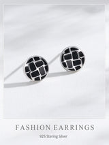 S925 Sterling Silver Round Black Dripping Stud – Stylish Gifts — 11