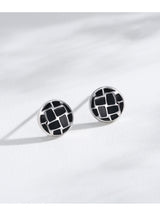 S925 Sterling Silver Round Black Dripping Stud – Stylish Gifts — 4