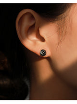 S925 Sterling Silver Round Black Dripping Stud – Stylish Gifts — 10