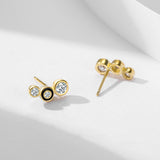 Women's Sterling Silver Black Round Bubble Stud – Gifts for Her — 7