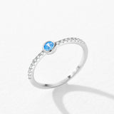Women's Sterling Silver Blue Zircon Ring – Gifts for Her — 6