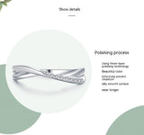 S925 Sterling Silver Cross Line Female Ring Simple – Gifts for Her — 12