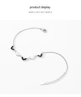 S925 Sterling Silver Black Epoxy Heart Bracelet – Jewelry Gift Ideas — 3