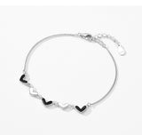 S925 Sterling Silver Black Epoxy Heart Bracelet – Jewelry Gift Ideas — 7