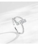 S925 Silver Geometric Design Artificial Diamond Ring – Gifts for Her — 4