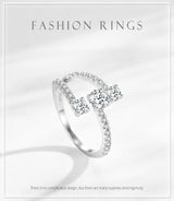 S925 Silver Geometric Design Artificial Diamond Ring – Gifts for Her — 9