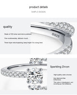 S925 Silver Geometric Design Artificial Diamond Ring – Gifts for Her — 2