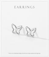 Female Sweet S925 Sterling Silver Butterfly Hollow Ear – Gifts for Her — 8