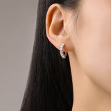 S925 Sterling Silver Circle Full Diamond Earrings – Stylish Gifts — 6