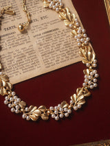 Pearl Ginkgo Leaf Vintage Brushed Necklace – Jewelry Gift Ideas — 17