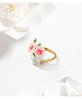 Eternal Love Hibiscus Flower Dragonfly Ring – Gifts for Couples — 4