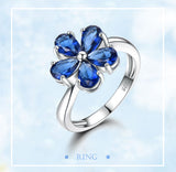925 Sterling Silver Flowers Sapphire Ring For Women – Gifts for Her — 11