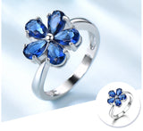 925 Sterling Silver Flowers Sapphire Ring For Women – Gifts for Her — 8