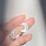 Moon Sea Diamond Shell Stud Earrings For Women – Gifts for Her — 11
