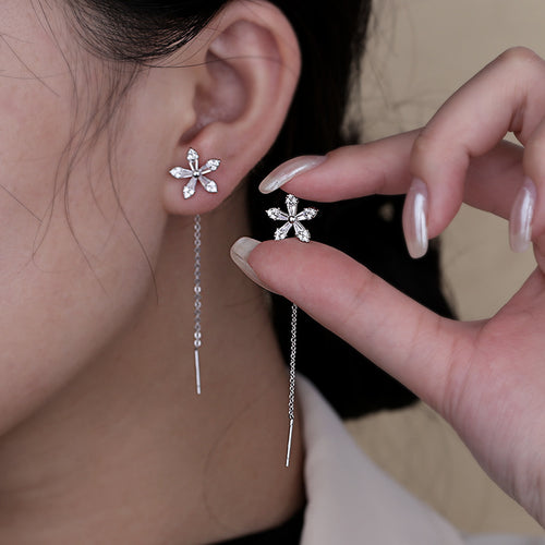 Crystal Flower Long Earrings For Women – Gifts for Her — 2