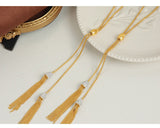 Long Tassel Inlaid Zircon Titanium Steel Necklace – Jewelry Gift Ideas — 8