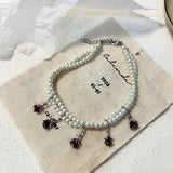 Retro Thorn Rose Double-layer Pearl Necklace – Jewelry Gift Ideas — 3