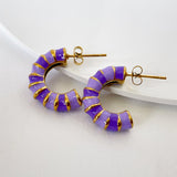 Enamel Drip Glazed Color C- Shaped Bamboo Stud Earrings – Gift Ideas — 9