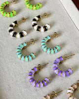 Enamel Drip Glazed Color C- Shaped Bamboo Stud Earrings – Gift Ideas — 7