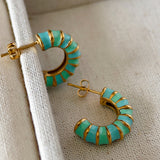 Enamel Drip Glazed Color C- Shaped Bamboo Stud Earrings – Gift Ideas — 12