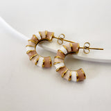 Enamel Drip Glazed Color C- Shaped Bamboo Stud Earrings – Gift Ideas — 3