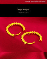 Alluvial Gold Women's Girl Pattern Hook Earrings Twist – Gifts for Her — 7
