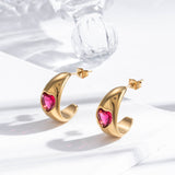 Simple Graceful Stainless Steel Loving Heart Zircon – Useful Gifts — 8