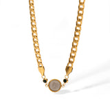 Cuban Link Chain Round Pendant Inlaid Zircon – Jewelry Gift Ideas — 5