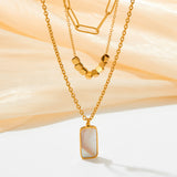 Three-layer Twin Hollow Rectangular White Shell – Jewelry Gift Ideas — 9