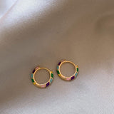 Colored Drip Glaze Enamel Round Ring Earrings – Meaningful Gifts — 14