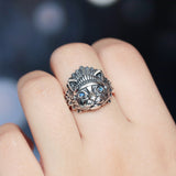 Men's Moonstone Indian Cat Vintage Ring – Gifts for Him — 9
