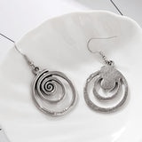 RETRO Geometric Spiral Distressed Earrings – Jewelry Gift Ideas — 8