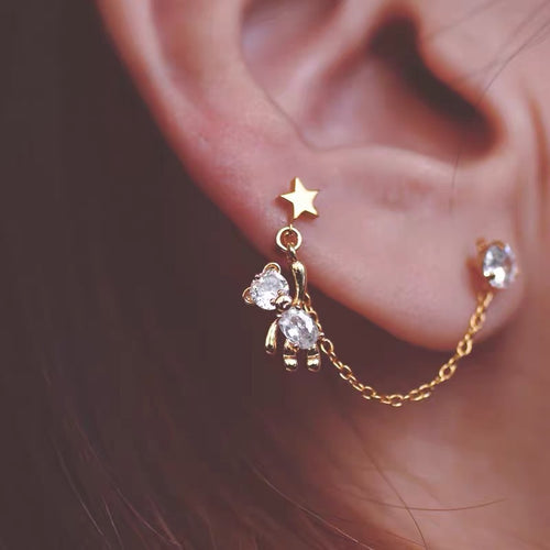 Cute Shiny Rhinestone Bear Tassel Earrings – Special Occasion Gifts — 1