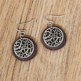 Vintage Round Two-tone Hammered Pendant Earrings – Jewelry Gift Ideas — 5