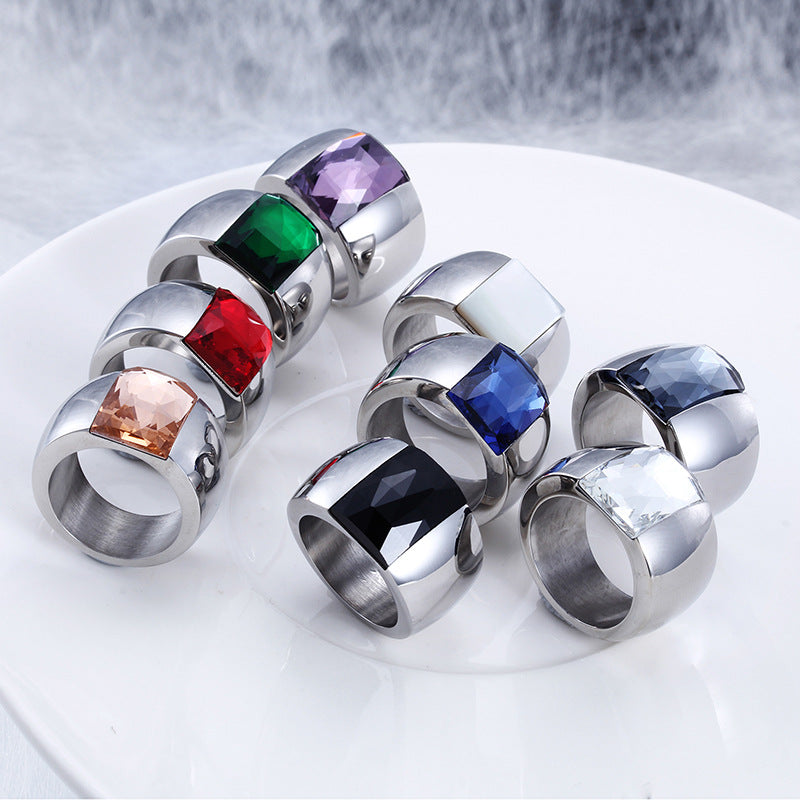 Simple Fashion Women's Steel Glass Titanium Steel Ring – Stylish Gifts — 1