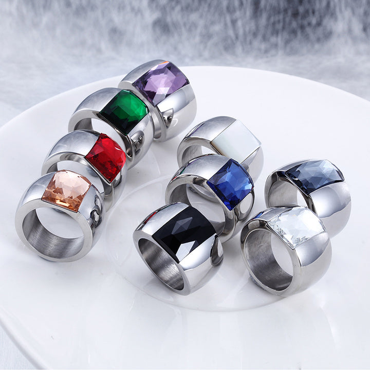 Simple Fashion Women's Steel Glass Titanium Steel Ring – Stylish Gifts — 1