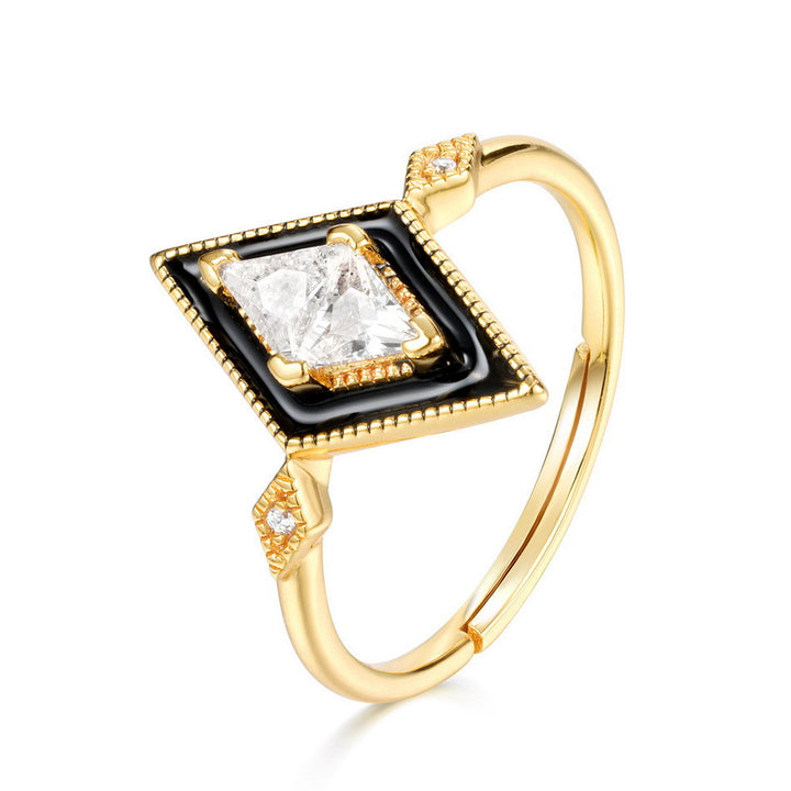 Oil-Drop White Zirconium Diamond Geometric Ring – Everyday Gifts — 1