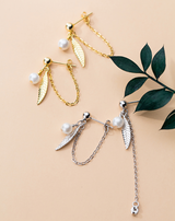 Beads Synthetic Pearl Ears Leaves Earrings – Meaningful Gifts — 5